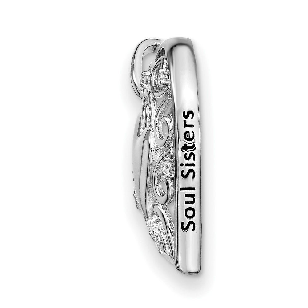 Sterling Silver Sentimental Expressions Rhodium-Plated Cz Antiqued Soul Sister Heart 18In Necklace