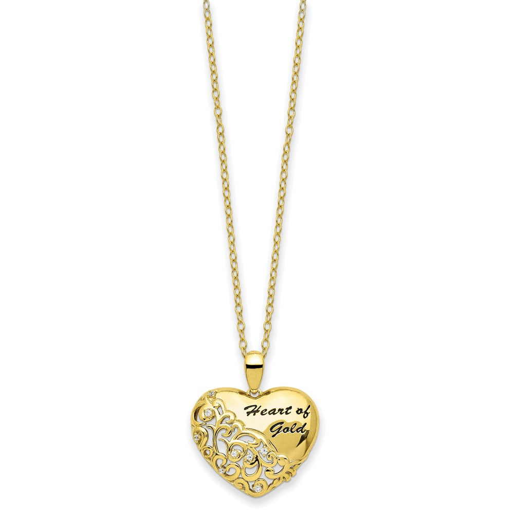 Sterling Silver Sentimental Expressions Gold-Tone Cz Heart Of Gold 18In Necklace