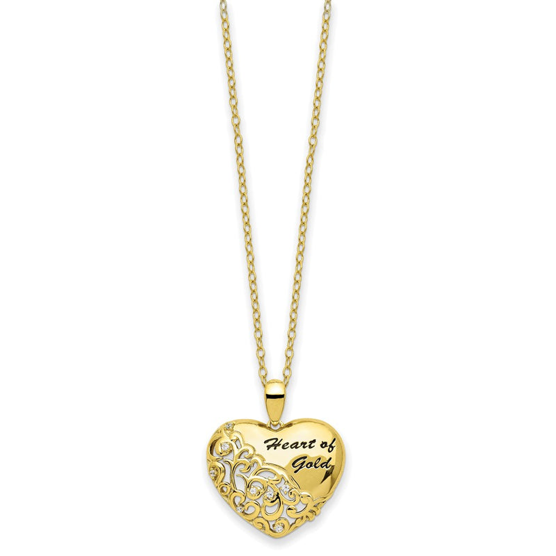 Sterling Silver Sentimental Expressions Gold-Tone Cz Heart Of Gold 18In Necklace