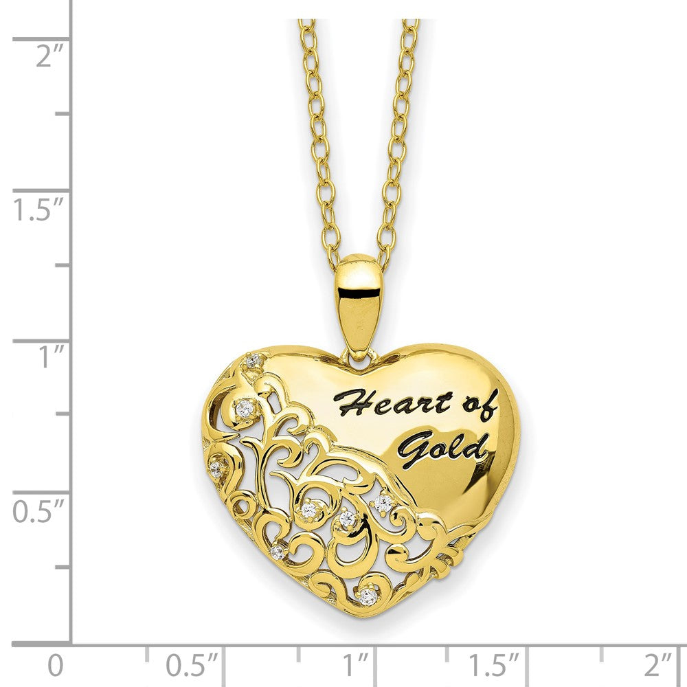 Sterling Silver Sentimental Expressions Gold-Tone Cz Heart Of Gold 18In Necklace
