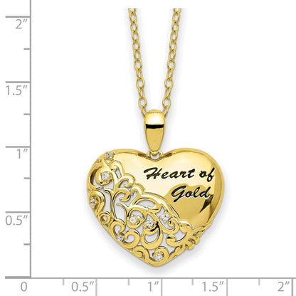 Sterling Silver Sentimental Expressions Gold-Tone Cz Heart Of Gold 18In Necklace