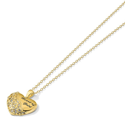 Sterling Silver Sentimental Expressions Gold-Tone Cz Heart Of Gold 18In Necklace