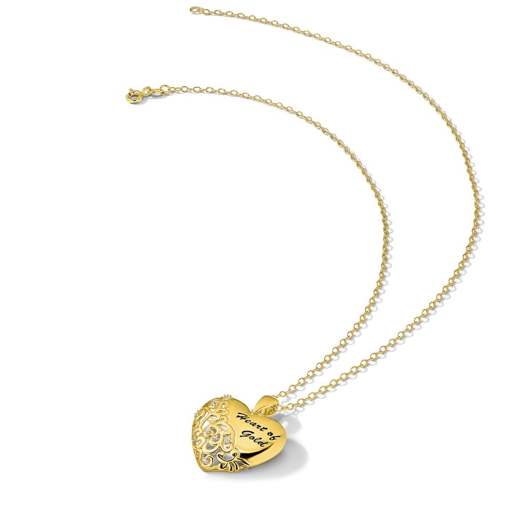 Sterling Silver Sentimental Expressions Gold-Tone Cz Heart Of Gold 18In Necklace