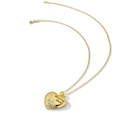 Sterling Silver Sentimental Expressions Gold-Tone Cz Heart Of Gold 18In Necklace