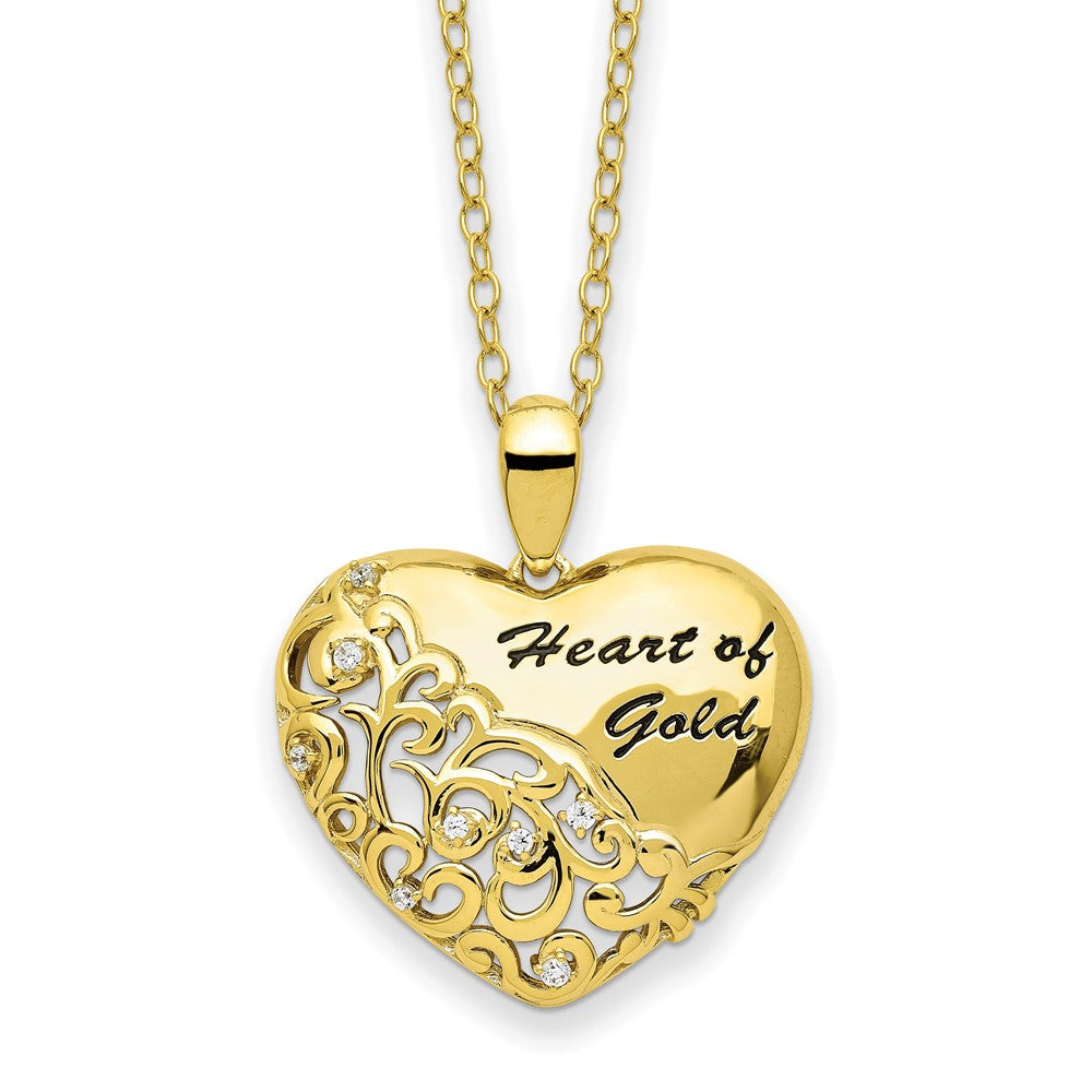 Sterling Silver Sentimental Expressions Gold-Tone Cz Heart Of Gold 18In Necklace