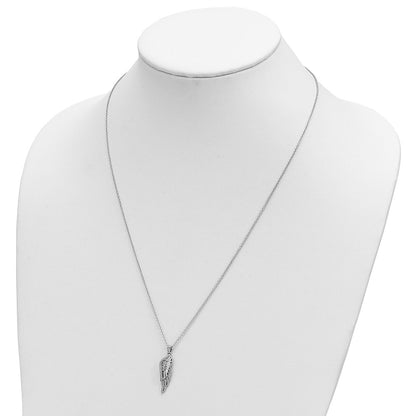 Sterling Silver Sentimental Expressions Rhodium-Plated Cz Heaven Sent Wing 22In Necklace