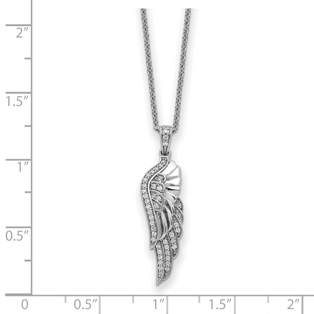 Sterling Silver Sentimental Expressions Rhodium-Plated Cz Heaven Sent Wing 22In Necklace