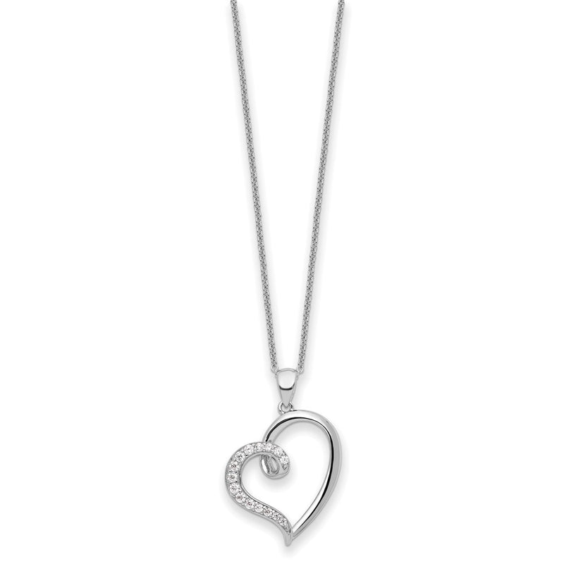 Sterling Silver Sentimental Expressions Rhodium-Plated Cz Friendship Heart 18In Necklace