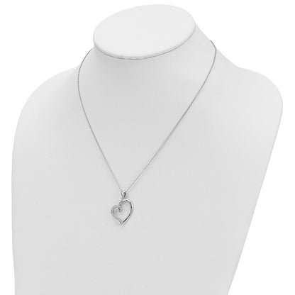 Sterling Silver Sentimental Expressions Rhodium-Plated Cz Friendship Heart 18In Necklace
