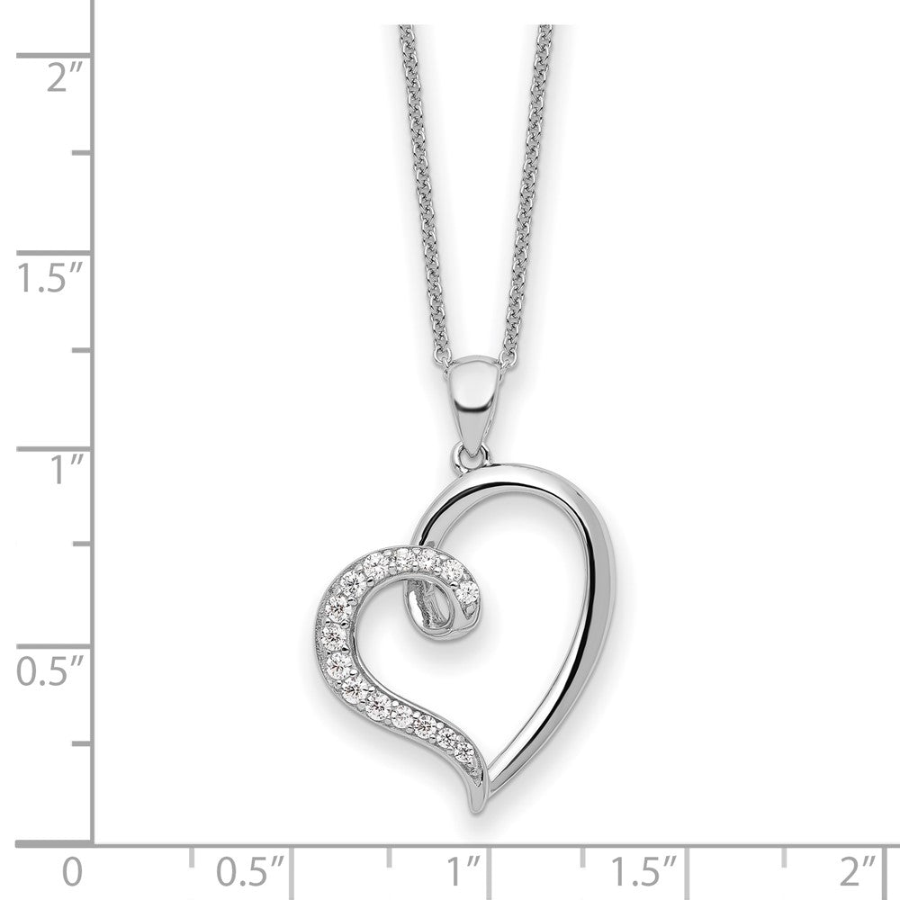 Sterling Silver Sentimental Expressions Rhodium-Plated Cz Friendship Heart 18In Necklace