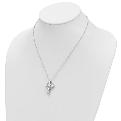 Sterling Silver Sentimental Expressions Rhodium-Plated Cz Memory Cross Locket 18In Necklace