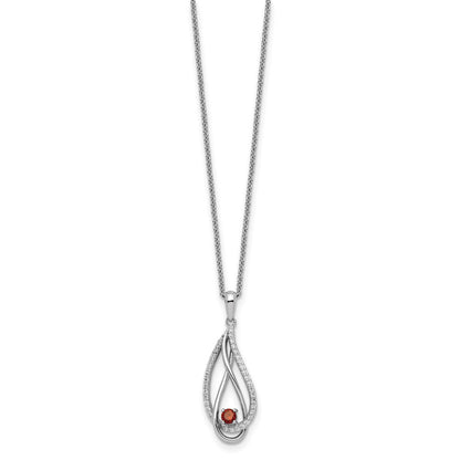 Sterling Silver Sentimental Expressions Rhodium-Plated Jan Cz Always In My Heart Birthstone 18In Necklace