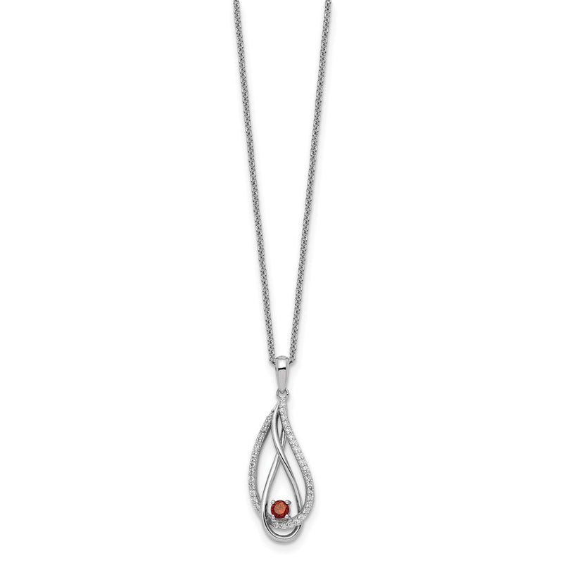 Sterling Silver Sentimental Expressions Rhodium-Plated Jan Cz Always In My Heart Birthstone 18In Necklace