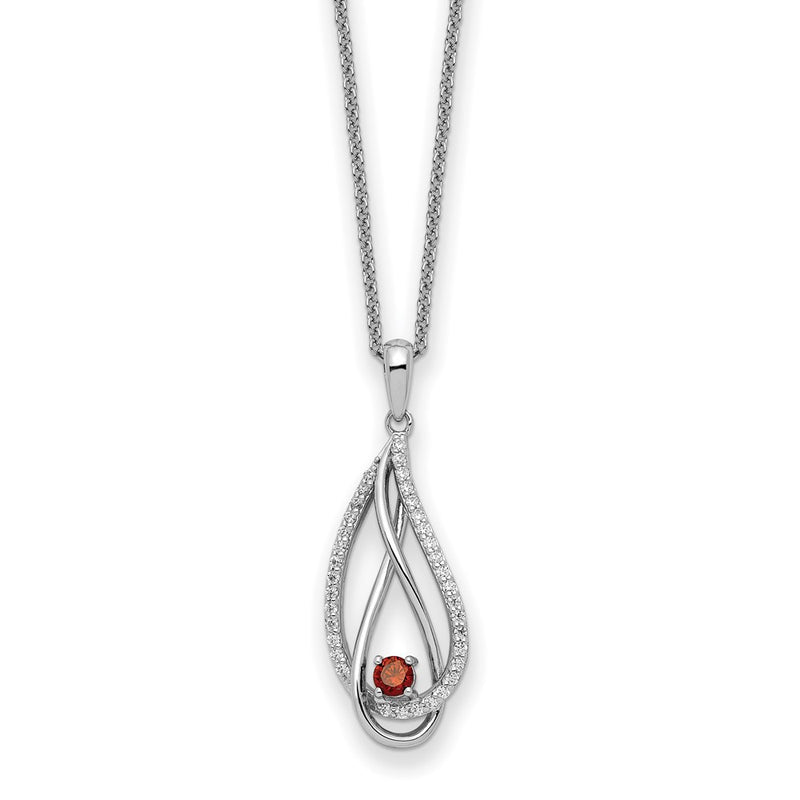 Sterling Silver Sentimental Expressions Rhodium-Plated Jan Cz Always In My Heart Birthstone 18In Necklace