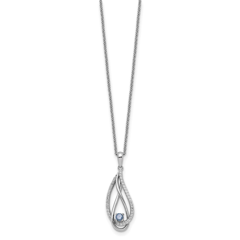 Sterling Silver Sentimental Expressions Rhodium-Plated Mar Cz Always In My Heart Birthstone 18In Necklace