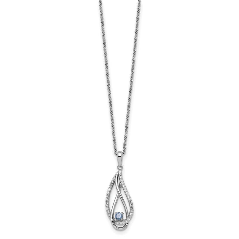 Sterling Silver Sentimental Expressions Rhodium-Plated Mar Cz Always In My Heart Birthstone 18In Necklace