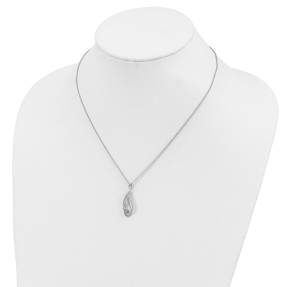 Sterling Silver Sentimental Expressions Rhodium-Plated Mar Cz Always In My Heart Birthstone 18In Necklace