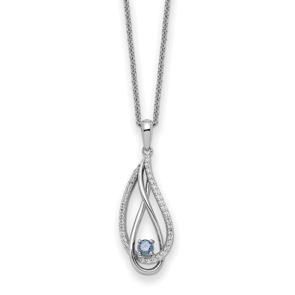 Sterling Silver Sentimental Expressions Rhodium-Plated Mar Cz Always In My Heart Birthstone 18In Necklace
