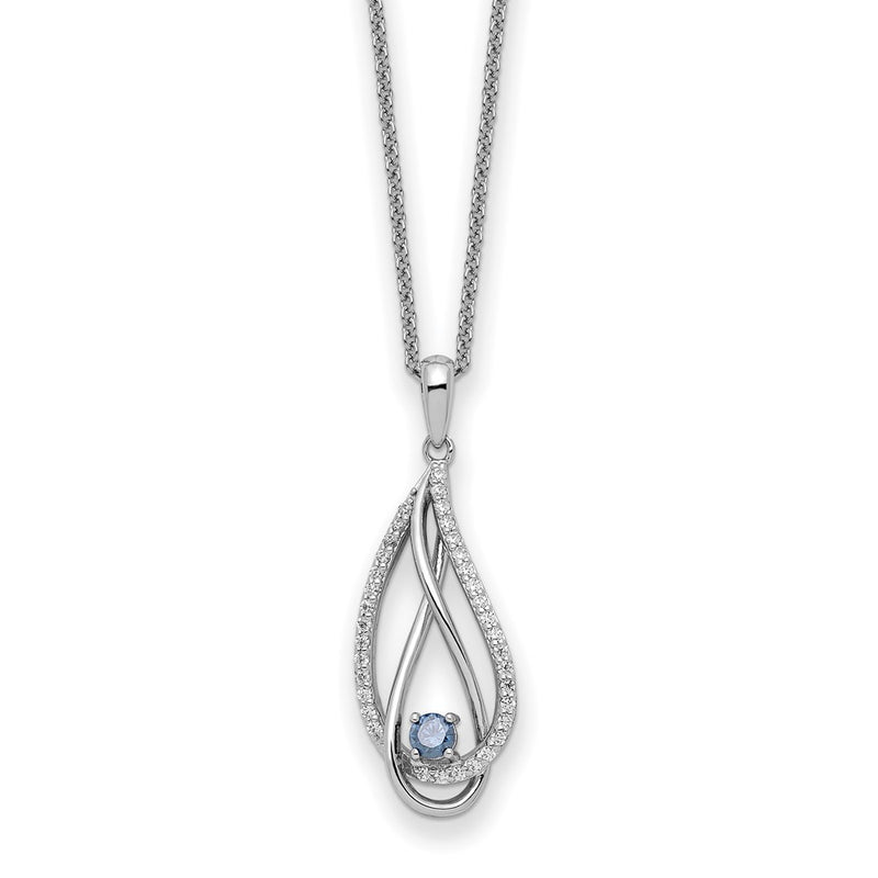 Sterling Silver Sentimental Expressions Rhodium-Plated Mar Cz Always In My Heart Birthstone 18In Necklace