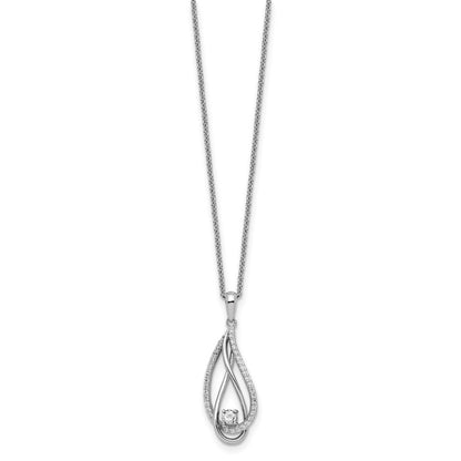 Sterling Silver Sentimental Expressions Rhodium-Plated Apr Cz Always In My Heart Birthstone 18In Necklace