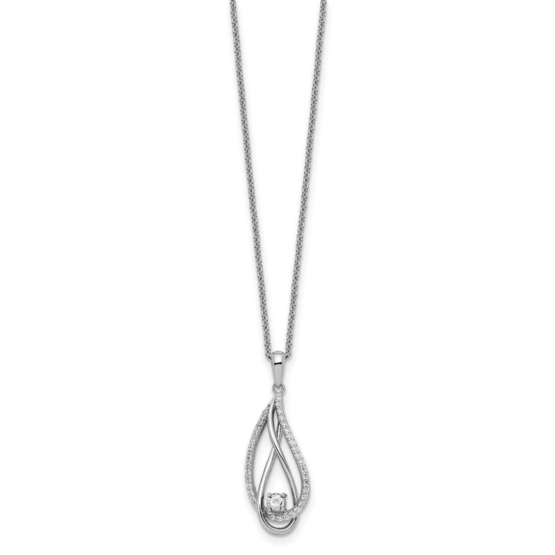 Sterling Silver Sentimental Expressions Rhodium-Plated Apr Cz Always In My Heart Birthstone 18In Necklace