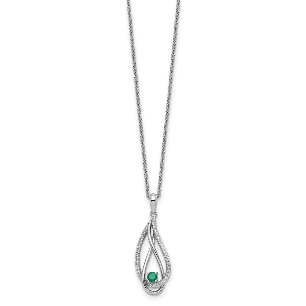Sterling Silver Sentimental Expressions Rhodium-Plated May Cz Always In My Heart Birthstone 18In Necklace