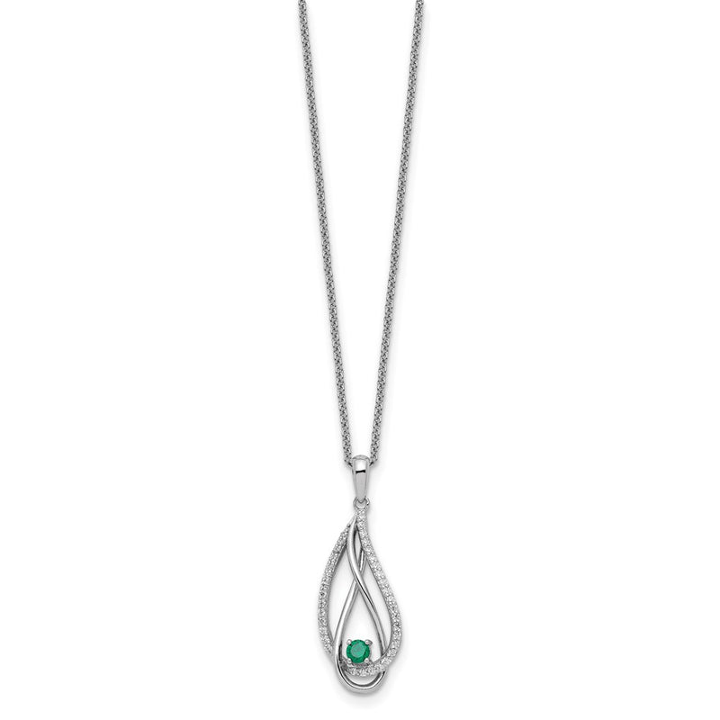 Sterling Silver Sentimental Expressions Rhodium-Plated May Cz Always In My Heart Birthstone 18In Necklace