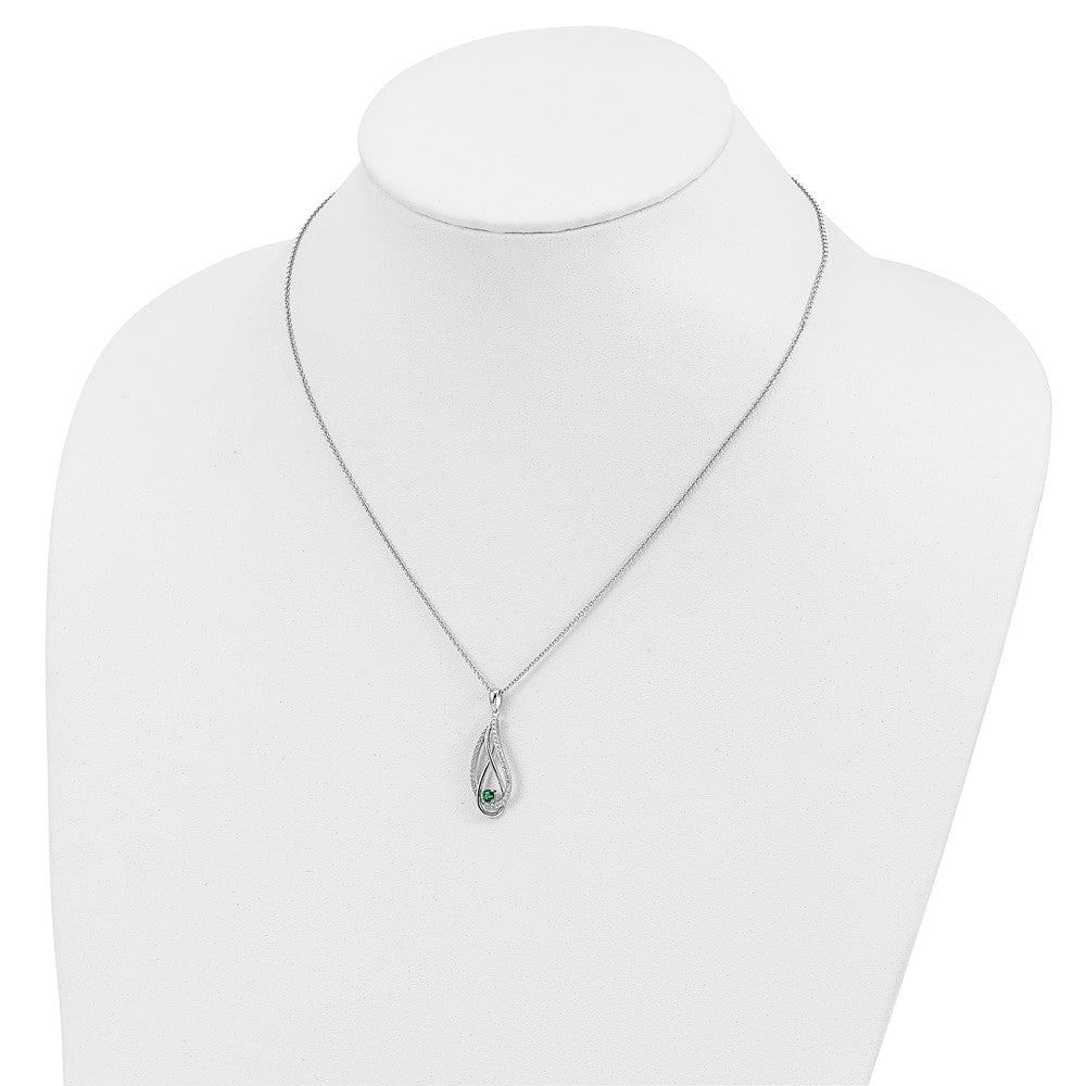 Sterling Silver Sentimental Expressions Rhodium-Plated May Cz Always In My Heart Birthstone 18In Necklace