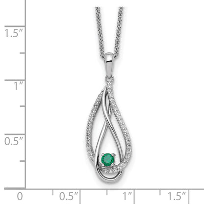 Sterling Silver Sentimental Expressions Rhodium-Plated May Cz Always In My Heart Birthstone 18In Necklace