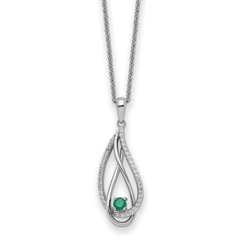 Sterling Silver Sentimental Expressions Rhodium-Plated May Cz Always In My Heart Birthstone 18In Necklace