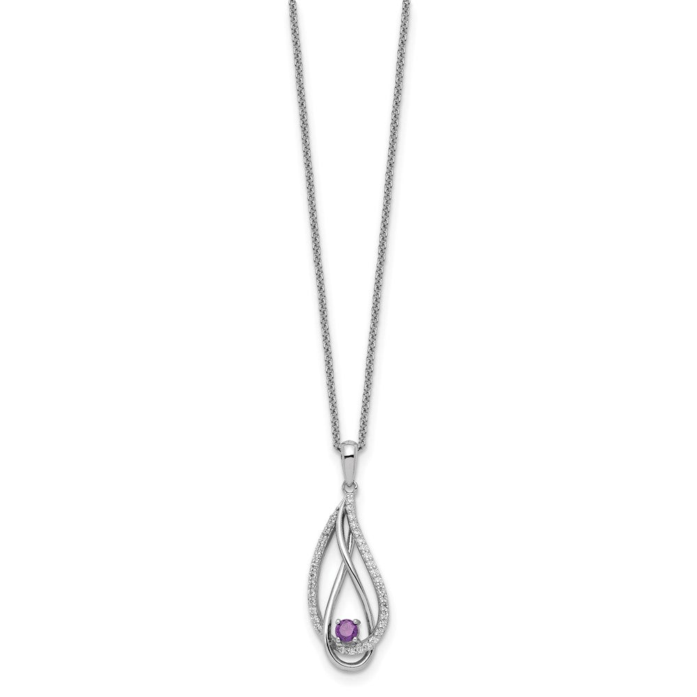 Sterling Silver Sentimental Expressions Rhodium-Plated Jun Cz Always In My Heart Birthstone 18In Necklace
