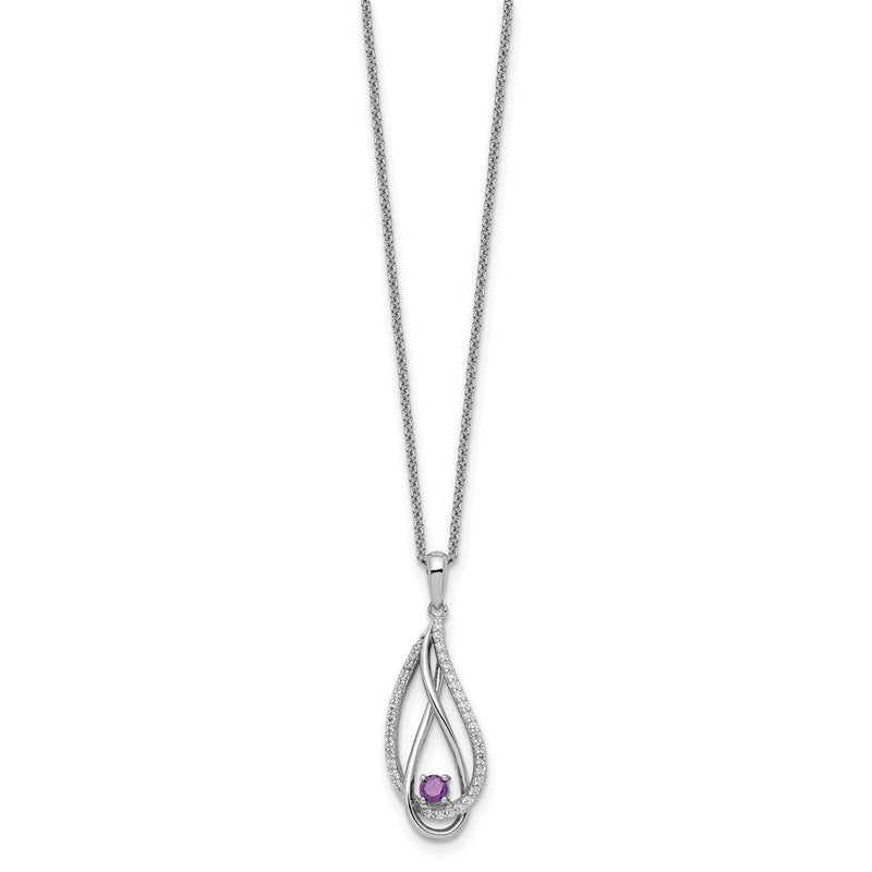 Sterling Silver Sentimental Expressions Rhodium-Plated Jun Cz Always In My Heart Birthstone 18In Necklace