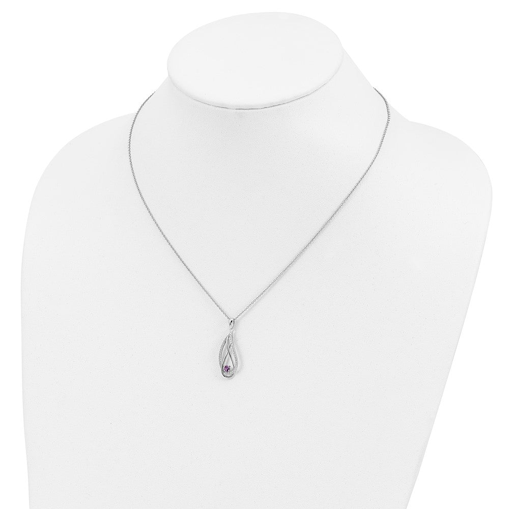 Sterling Silver Sentimental Expressions Rhodium-Plated Jun Cz Always In My Heart Birthstone 18In Necklace