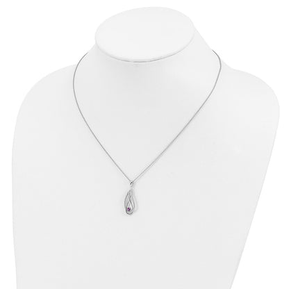Sterling Silver Sentimental Expressions Rhodium-Plated Jun Cz Always In My Heart Birthstone 18In Necklace