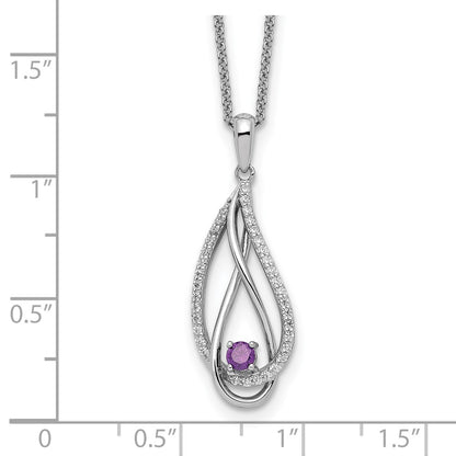 Sterling Silver Sentimental Expressions Rhodium-Plated Jun Cz Always In My Heart Birthstone 18In Necklace