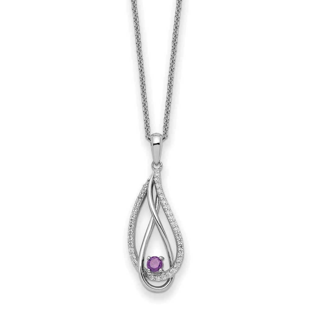 Sterling Silver Sentimental Expressions Rhodium-Plated Jun Cz Always In My Heart Birthstone 18In Necklace