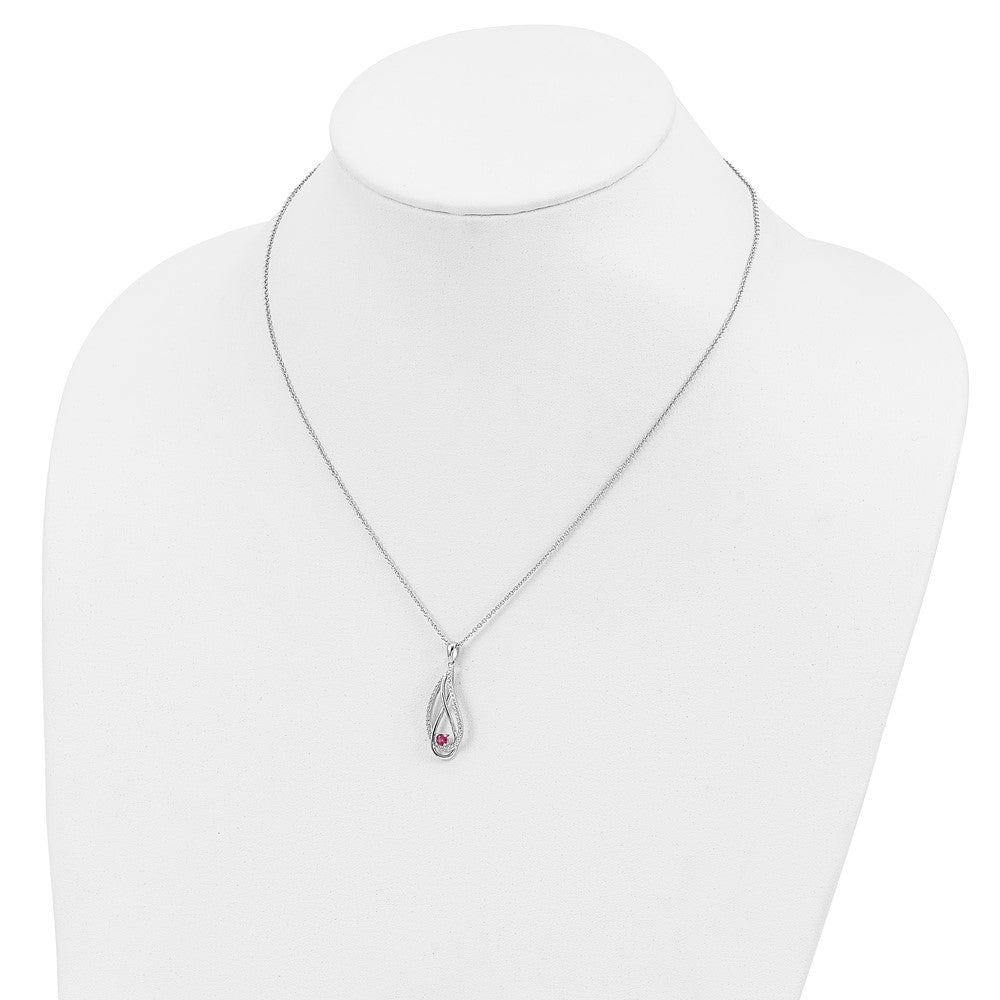 Sterling Silver Sentimental Expressions Rhodium-Plated Jul Cz Always In My Heart Birthstone 18In Necklace