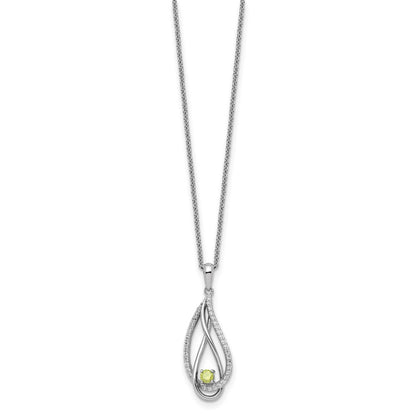 Sterling Silver Sentimental Expressions Rhodium-Plated Aug Cz Always In My Heart Birthstone 18In Necklace