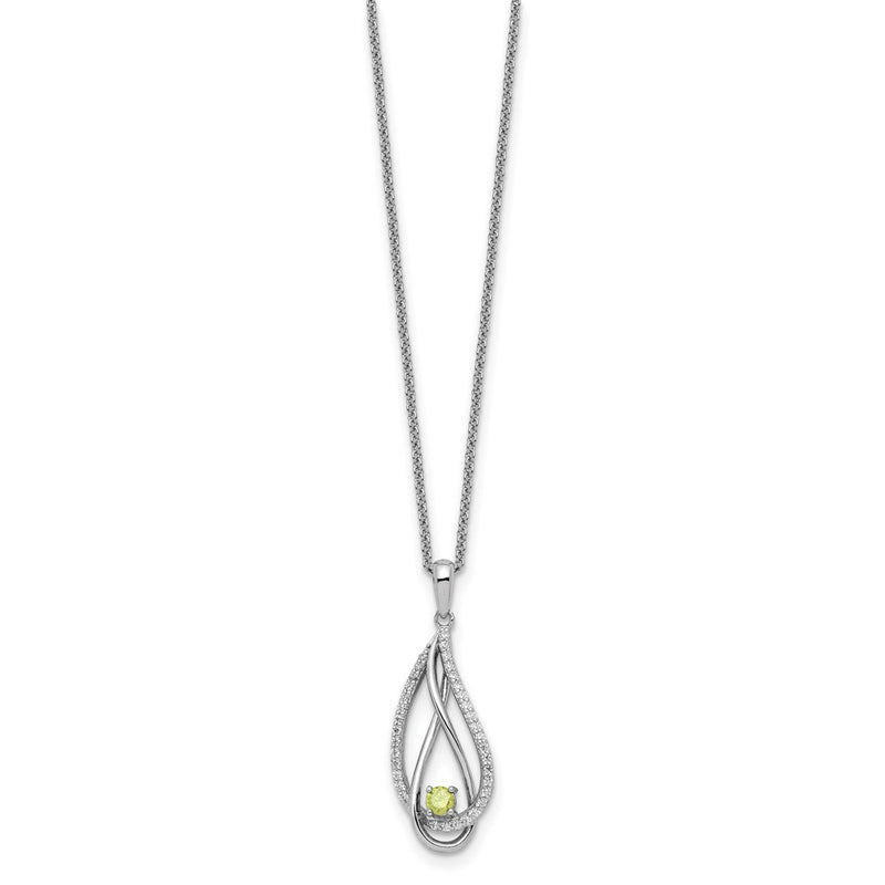 Sterling Silver Sentimental Expressions Rhodium-Plated Aug Cz Always In My Heart Birthstone 18In Necklace