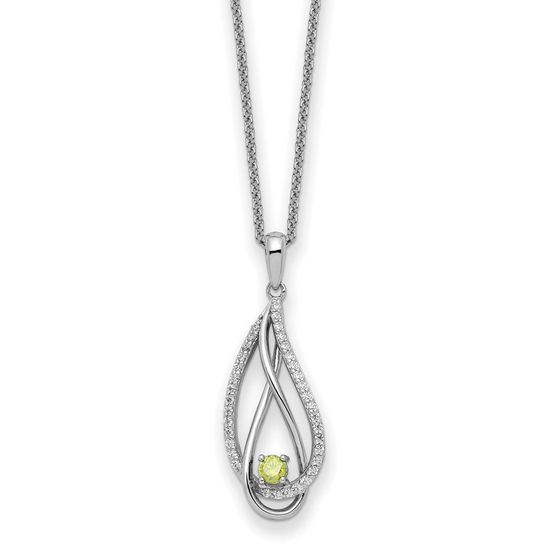Sterling Silver Sentimental Expressions Rhodium-Plated Aug Cz Always In My Heart Birthstone 18In Necklace