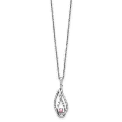 Sterling Silver Sentimental Expressions Rhodium-Plated Oct Cz Always In My Heart Birthstone 18In Necklace