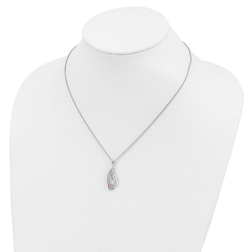 Sterling Silver Sentimental Expressions Rhodium-Plated Oct Cz Always In My Heart Birthstone 18In Necklace