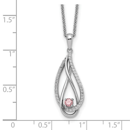 Sterling Silver Sentimental Expressions Rhodium-Plated Oct Cz Always In My Heart Birthstone 18In Necklace