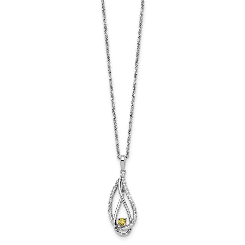 Sterling Silver Sentimental Expressions Rhodium-Plated Nov Cz Always In My Heart Birthstone 18In Necklace