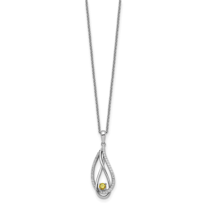 Sterling Silver Sentimental Expressions Rhodium-Plated Nov Cz Always In My Heart Birthstone 18In Necklace