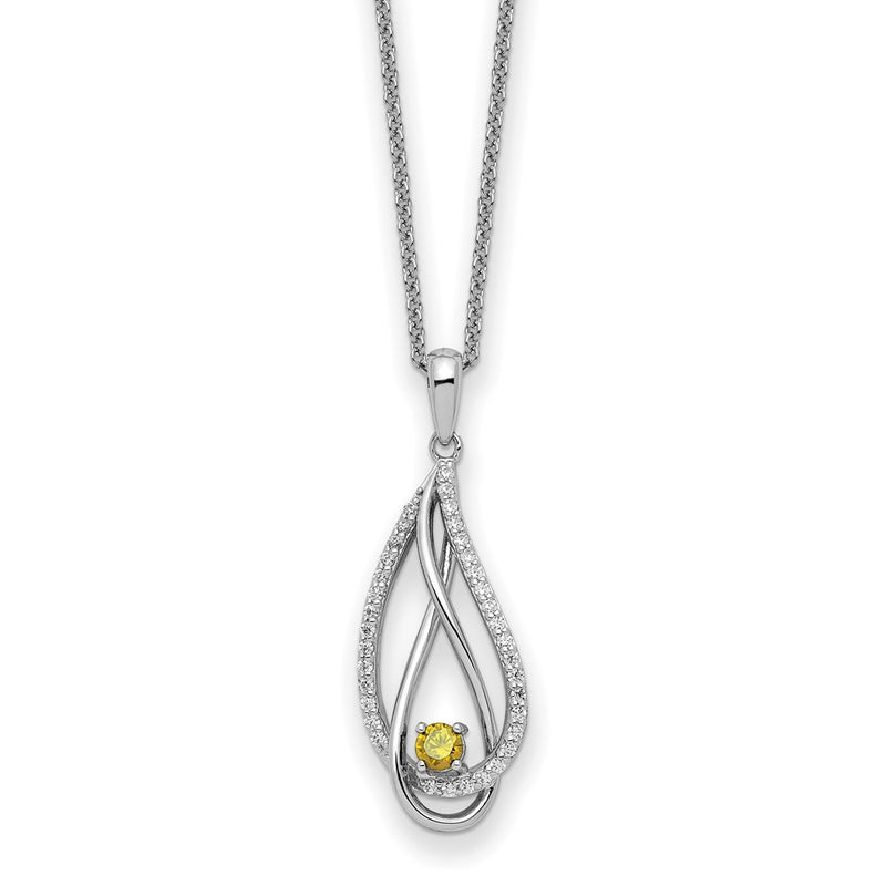 Sterling Silver Sentimental Expressions Rhodium-Plated Nov Cz Always In My Heart Birthstone 18In Necklace