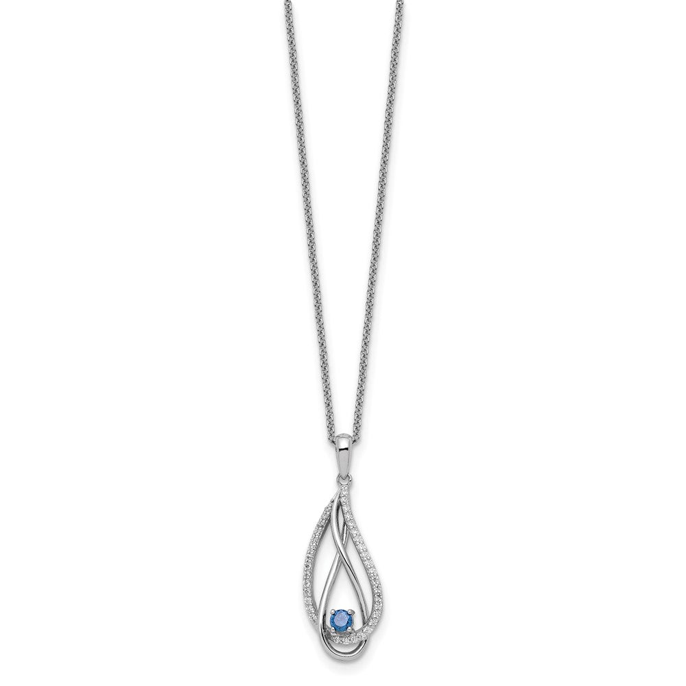 Sterling Silver Sentimental Expressions Rhodium-Plated Dec Cz Always In My Heart Birthstone 18In Necklace