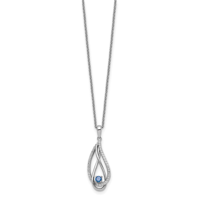 Sterling Silver Sentimental Expressions Rhodium-Plated Dec Cz Always In My Heart Birthstone 18In Necklace