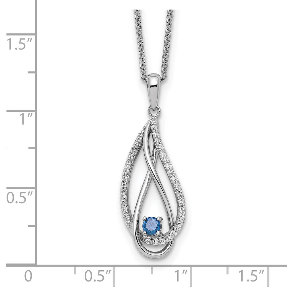 Sterling Silver Sentimental Expressions Rhodium-Plated Dec Cz Always In My Heart Birthstone 18In Necklace