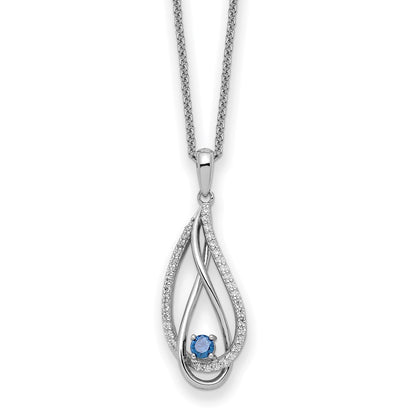 Sterling Silver Sentimental Expressions Rhodium-Plated Dec Cz Always In My Heart Birthstone 18In Necklace